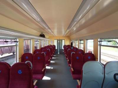 Салон восстановленного дизель-поезда Литовской ЖД ДР1А-300. КВР проходил в депо Таллин-Вяйке