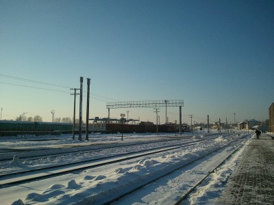 Первая поперечина на станции Березина в Бобруйске (состояние на 23.12.12 г.)